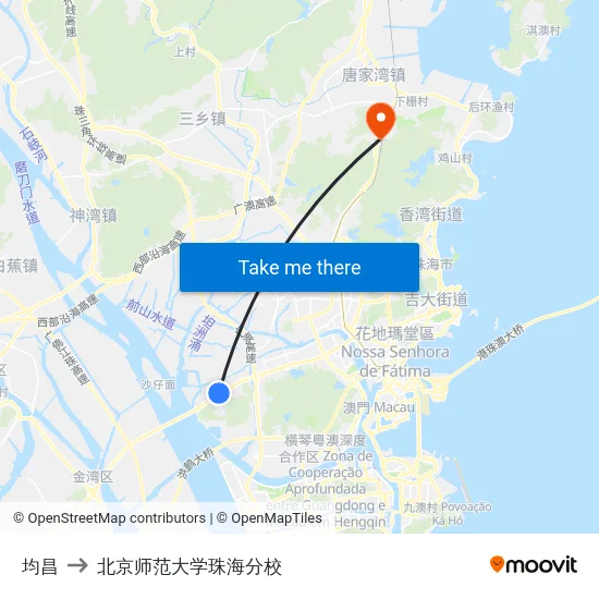 均昌 to 北京师范大学珠海分校 map