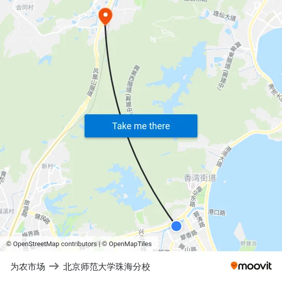 为农市场 to 北京师范大学珠海分校 map