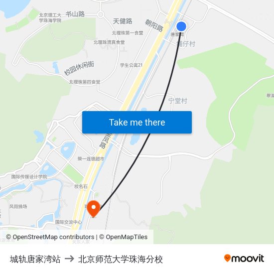 城轨唐家湾站 to 北京师范大学珠海分校 map