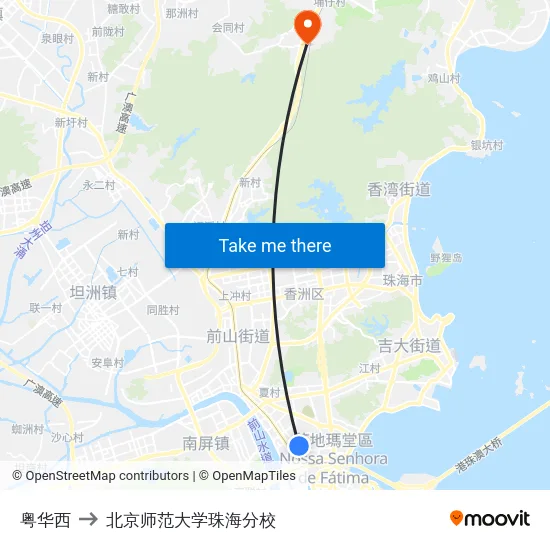 粤华西 to 北京师范大学珠海分校 map
