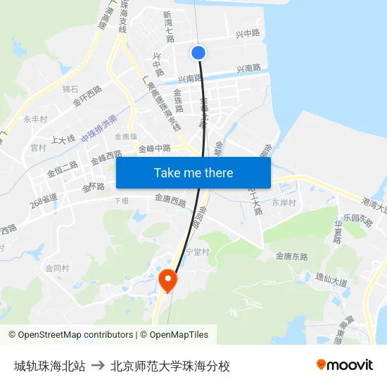 城轨珠海北站 to 北京师范大学珠海分校 map