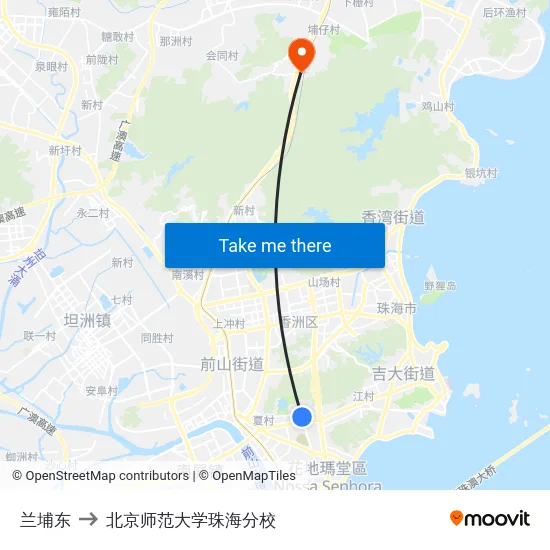 兰埔东 to 北京师范大学珠海分校 map