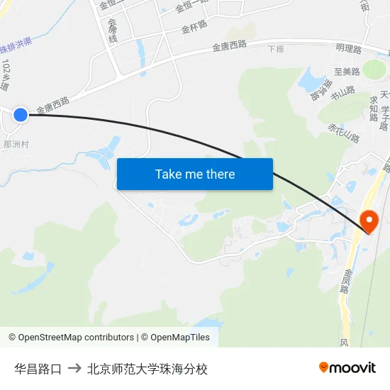 华昌路口 to 北京师范大学珠海分校 map