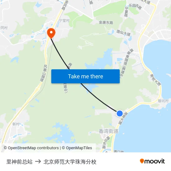 里神前总站 to 北京师范大学珠海分校 map