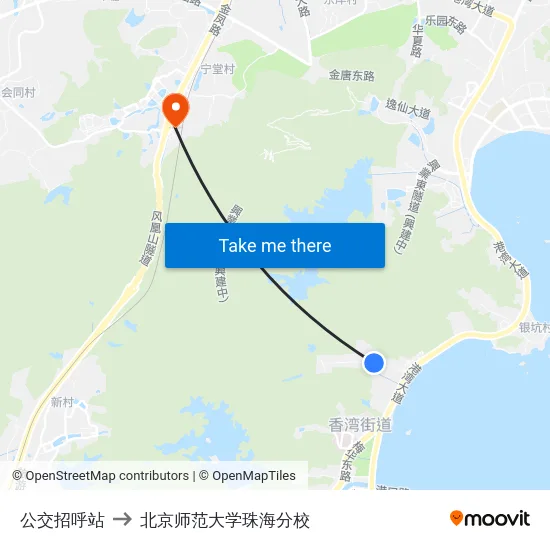 公交招呼站 to 北京师范大学珠海分校 map