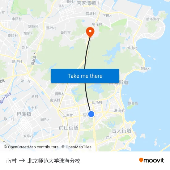南村 to 北京师范大学珠海分校 map