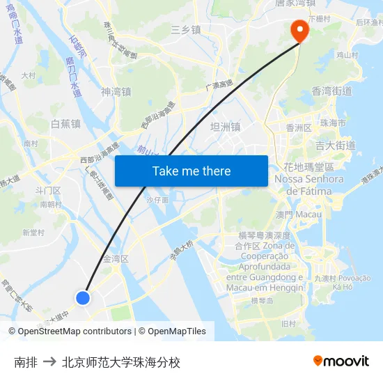 南排 to 北京师范大学珠海分校 map