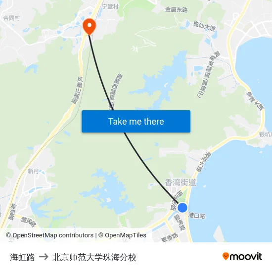 海虹路 to 北京师范大学珠海分校 map