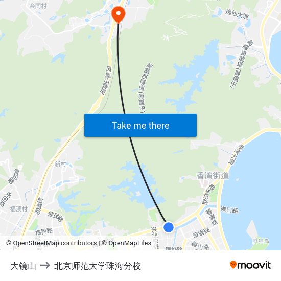 大镜山 to 北京师范大学珠海分校 map