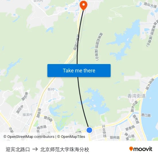 迎宾北路口 to 北京师范大学珠海分校 map