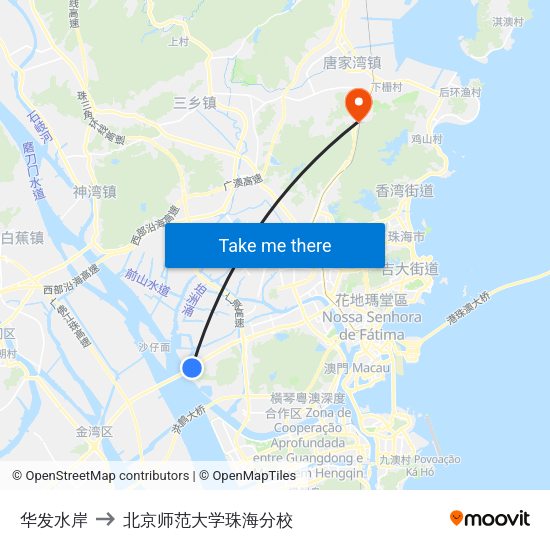 华发水岸 to 北京师范大学珠海分校 map