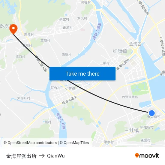 Golden Coast Police Station to QianWu map
