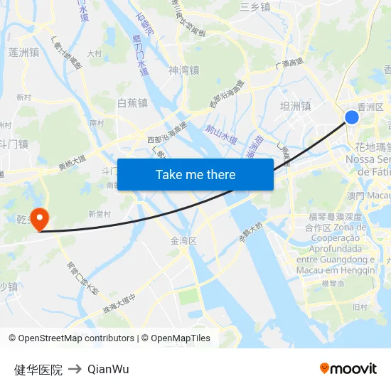 Jianhua Hospital to QianWu map