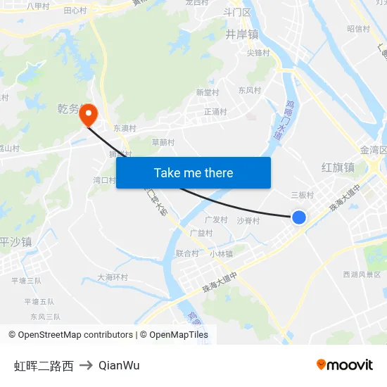Honghui 2nd Road West to QianWu map