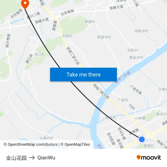 Jinshan Garden to QianWu map