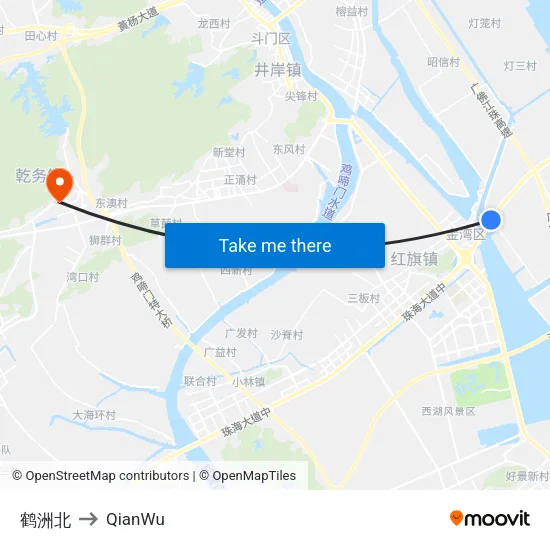 鹤洲北 to QianWu map