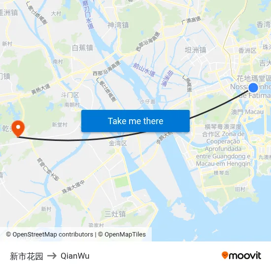 新市花园 to QianWu map