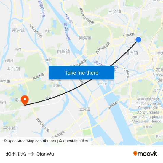 和平市场 to QianWu map
