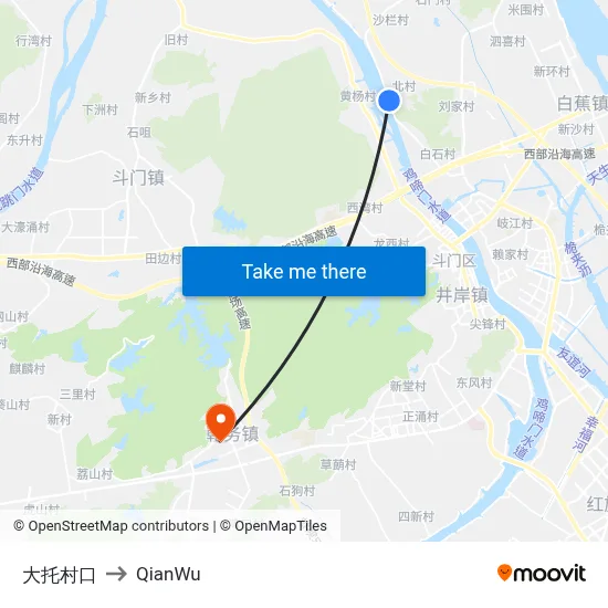 Datuo Village Entrance to QianWu map