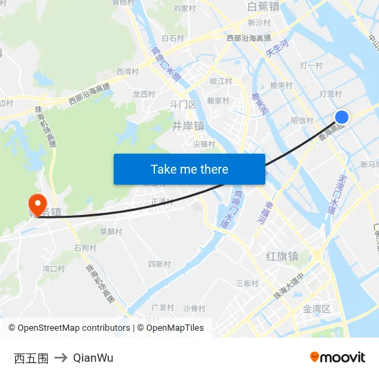 Xiwuwei to QianWu map
