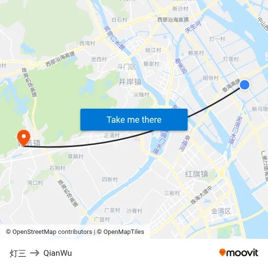 Dengsan to QianWu map