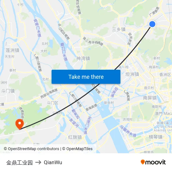 Jinding Industrial Park to QianWu map