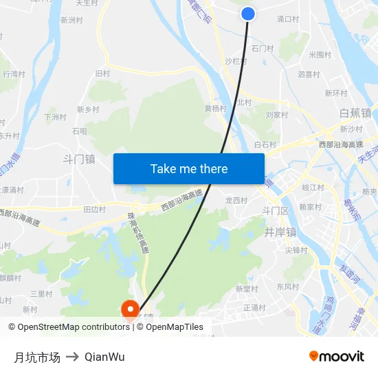 Yuekeng Market to QianWu map