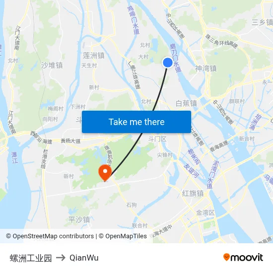 Luozhou Industrial Park to QianWu map