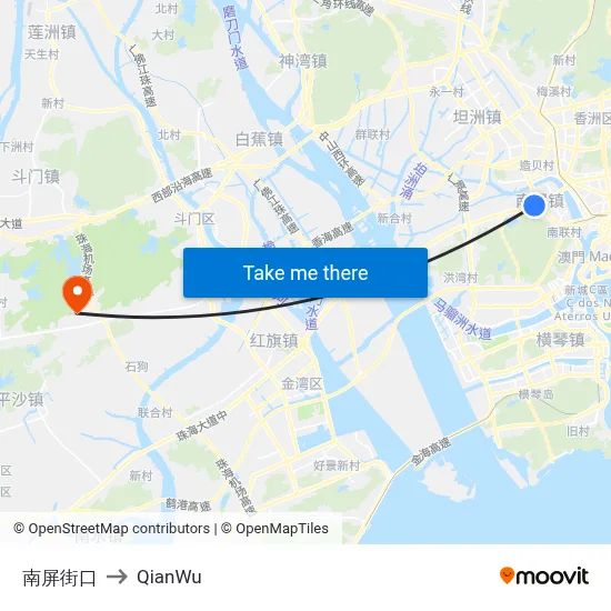 Nanping Street to QianWu map