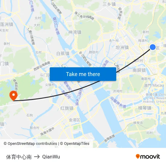 Sports Center South to QianWu map