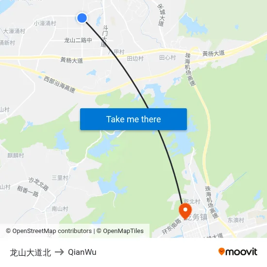Longshan Avenue North to QianWu map