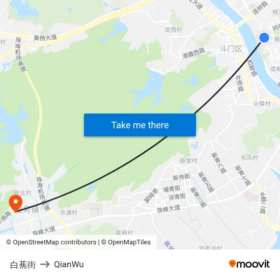Baijiao Street to QianWu map