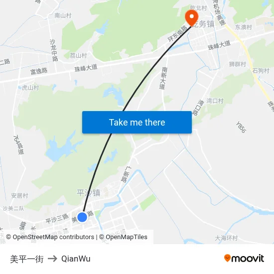 Meiping First Street to QianWu map
