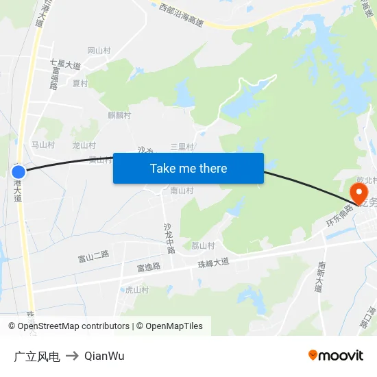 Guangli Wind Power to QianWu map