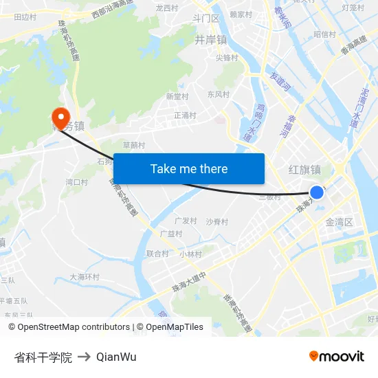 Provincial Science Academy to QianWu map