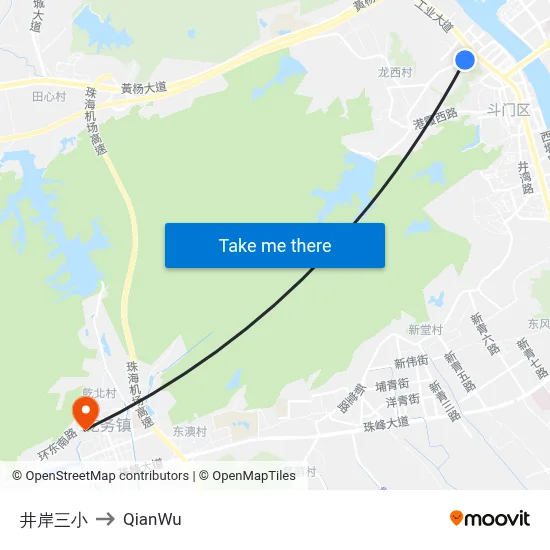 Jingan No.3 Primary School to QianWu map