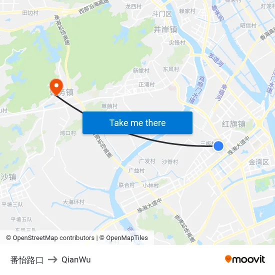 Fanyi Road Intersection to QianWu map