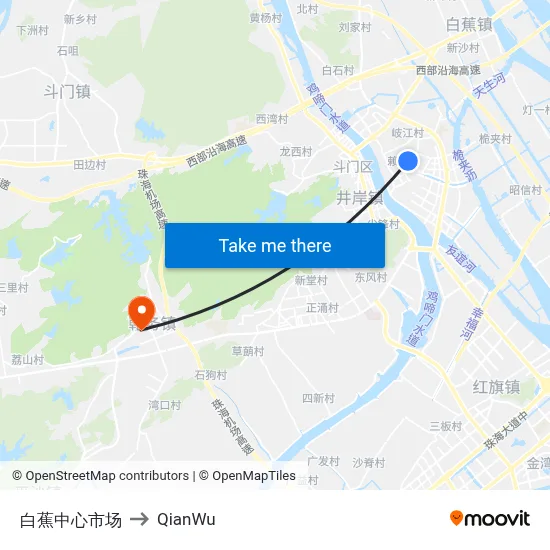 Baijiao Central Market to QianWu map