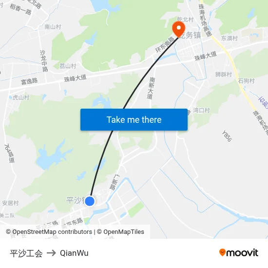 Pingsha Labor Union to QianWu map