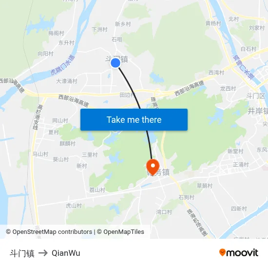 Doumen Town to QianWu map