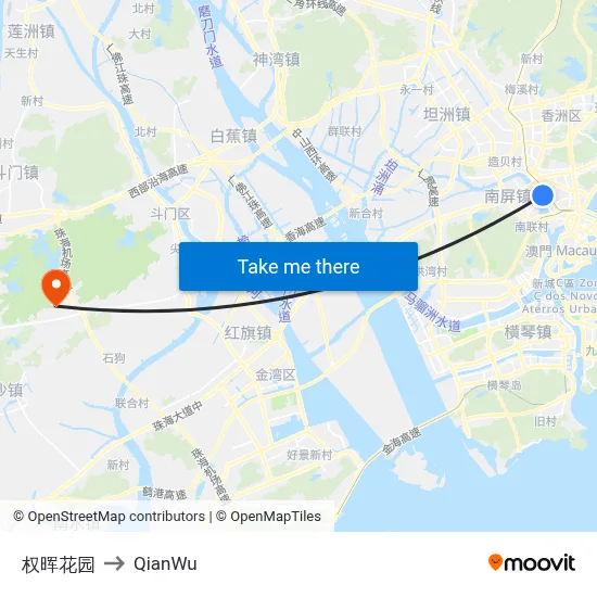 Quanhui Garden to QianWu map