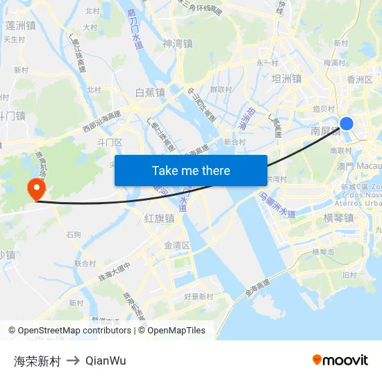 Hairong New Village to QianWu map