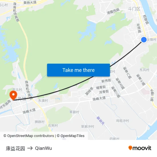 Kangyi Garden to QianWu map