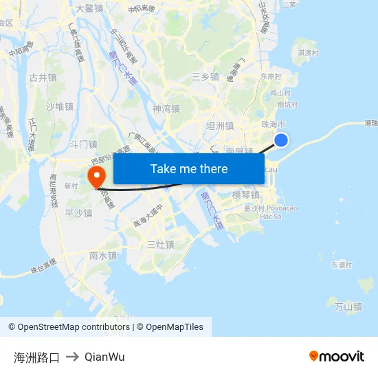 Haizhou Intersection to QianWu map