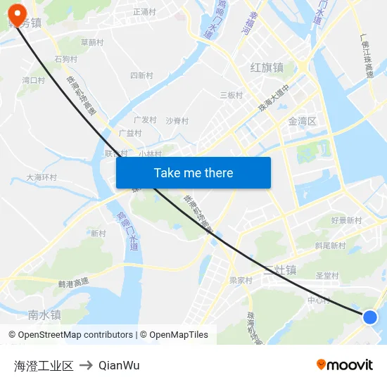 Haicheng Industrial Zone to QianWu map