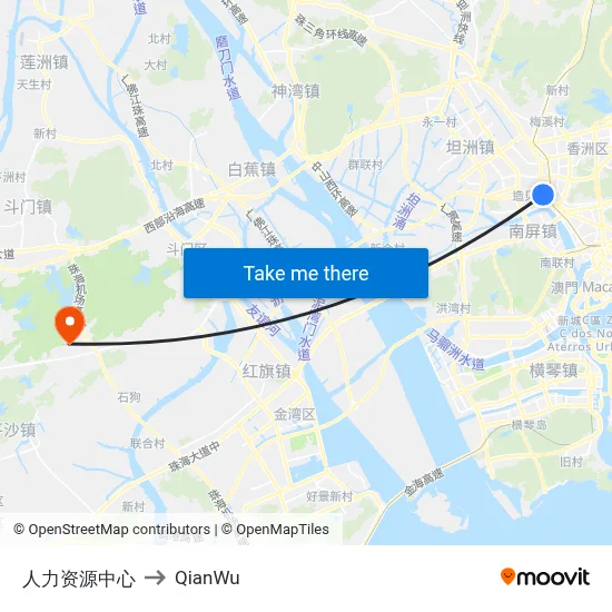 Human Resources Center to QianWu map
