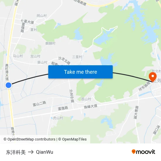 Dongyang Kemei to QianWu map
