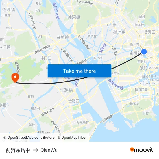 Qianhe East Road Middle to QianWu map