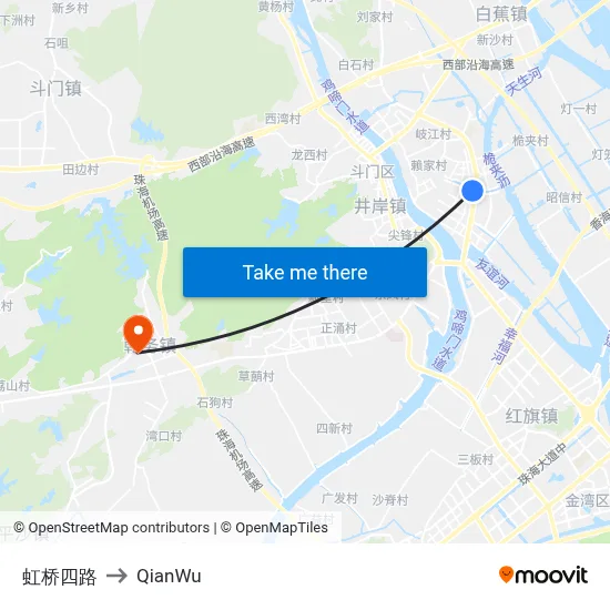 Hongqiao 4th Road to QianWu map