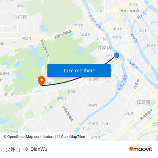 Jianfeng Mountain to QianWu map